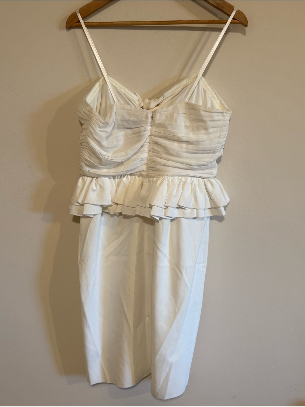 NWT Jill Jill Stuart White Ruched Peplum Midi Dress Size 10 - Picture 4 of 7